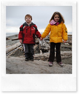 Kids on Dungeness Spit